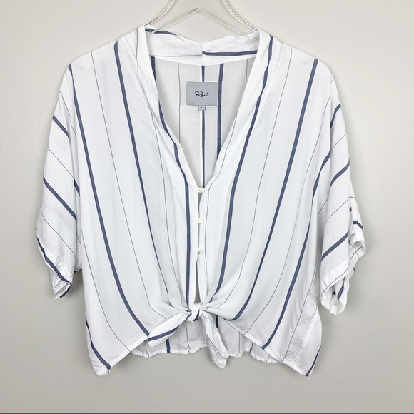 Rails Tops - Rails | Thea Tie Front Button Up Top Indigo Stripe